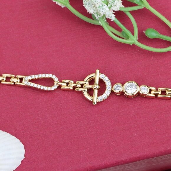 "Sparkling Designer Toggle Clasp Rose Gold Bracelet, XPBL0931 - Picture 10 of 12